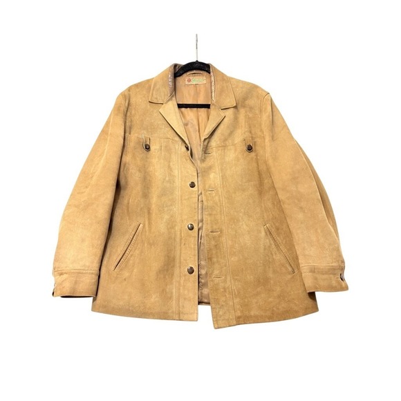 Akta Getskinn Other - Vintage Akta Getskinn Swedish Suede Leather Chore Jacket Tan Brown Mens 54 L